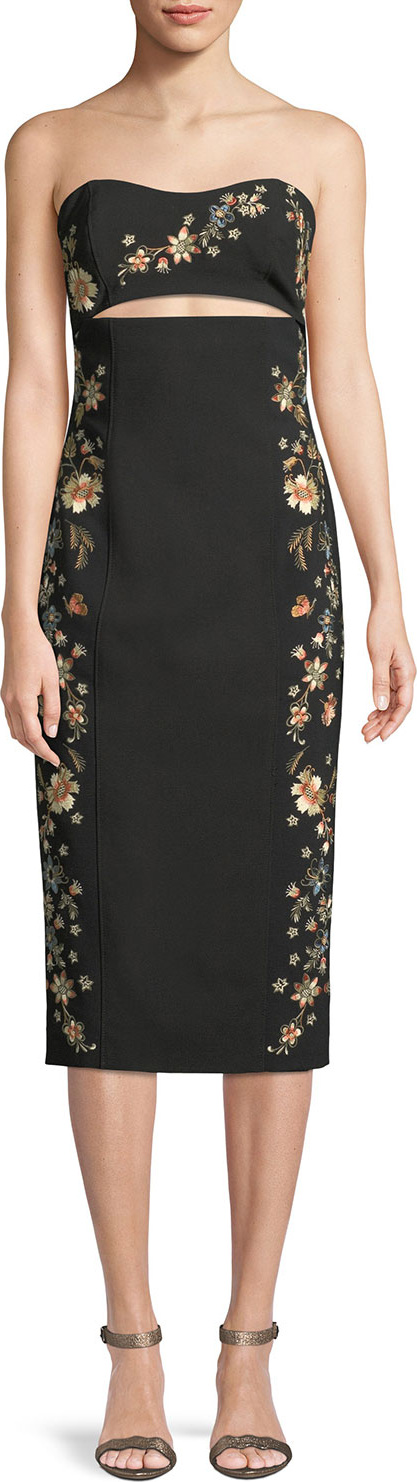 Cinq A Sept Clemence Strapless Cutout-Waist Crepe Sheath Dress