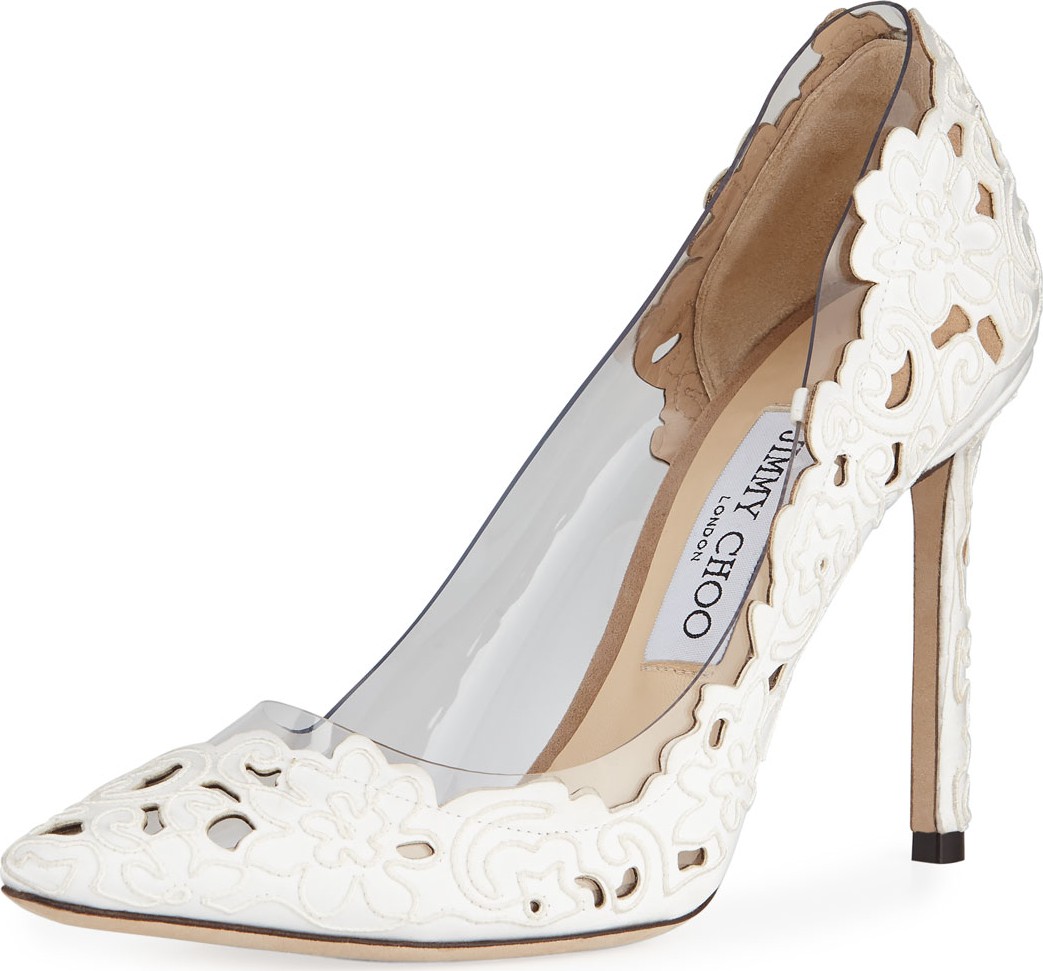 Jimmy Choo Romy Floral-Cutout PVC Pumps