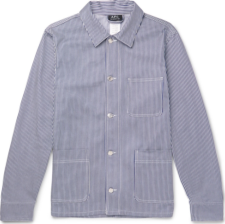A.P.C. Striped Cotton-Twill Shirt Jacket