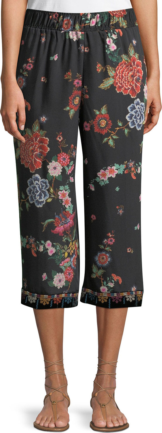 Johnny Was Velvet Mix Culotte Pants