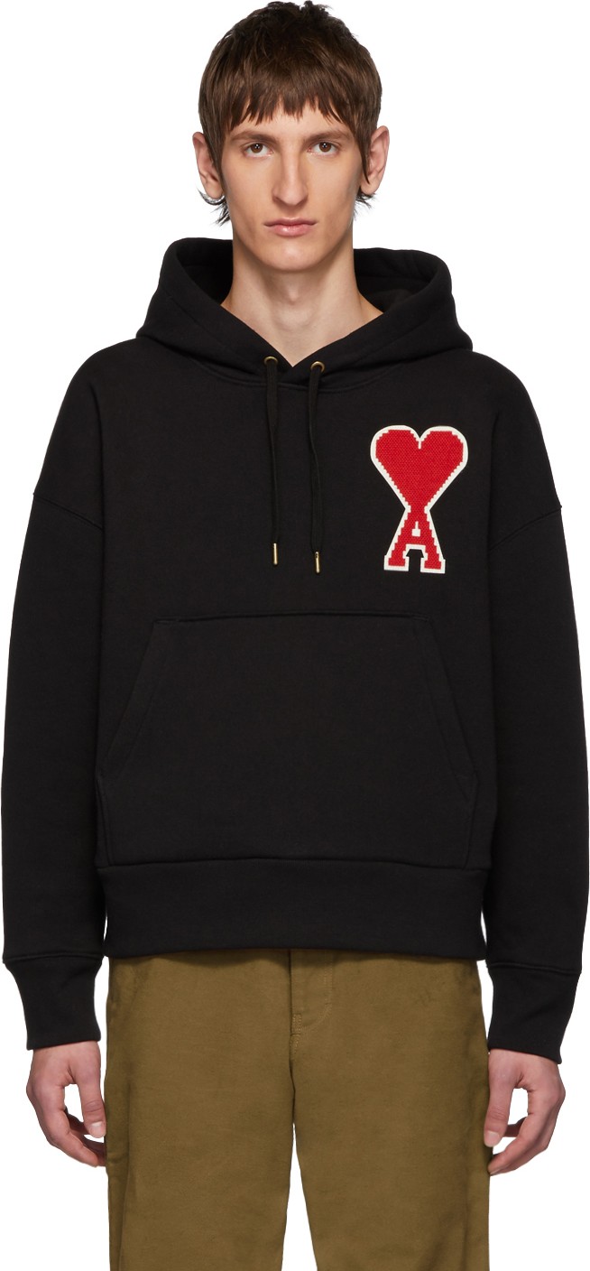 AMI Black Ami De Coeur Hoodie