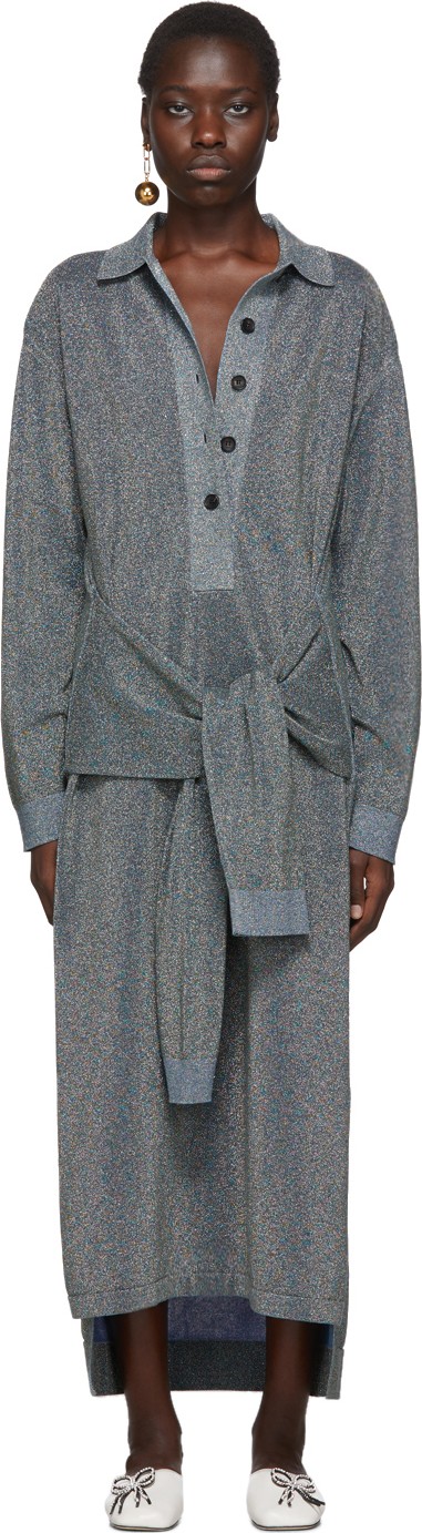 Lanvin Blue Knitted Lurex Dress
