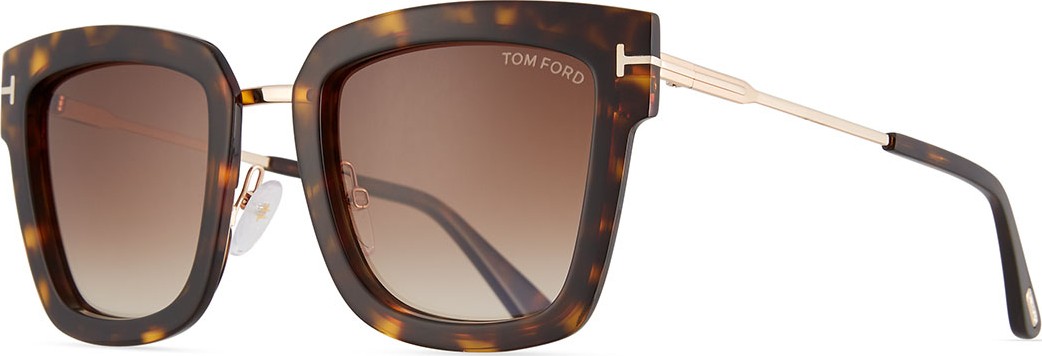 TOM FORD Lara Acetate & Metal Square Sunglasses