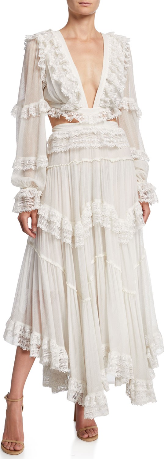Zimmermann Suraya Cutout Ruffle Long Dress
