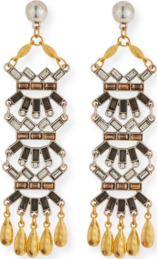 Sequin Tiered Baguette & Coin Drop Earrings