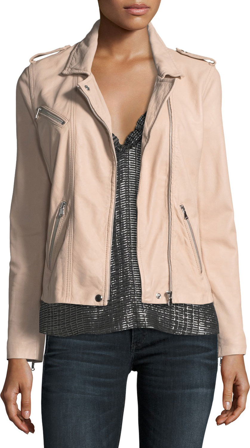 Rebecca Taylor Zip-Front Leather Moto Jacket