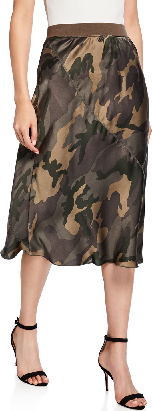 ATM Anthony Thomas Melillo Camo-Print Silk Skirt