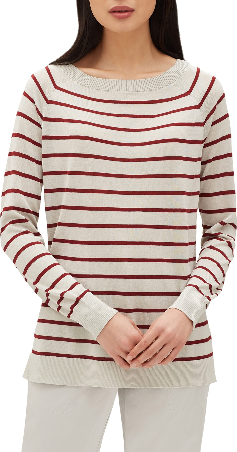 Lafayette 148 New York Stripe Raglan Sweater