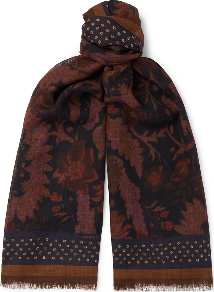 Dries Van Noten Printed Wool Scarf