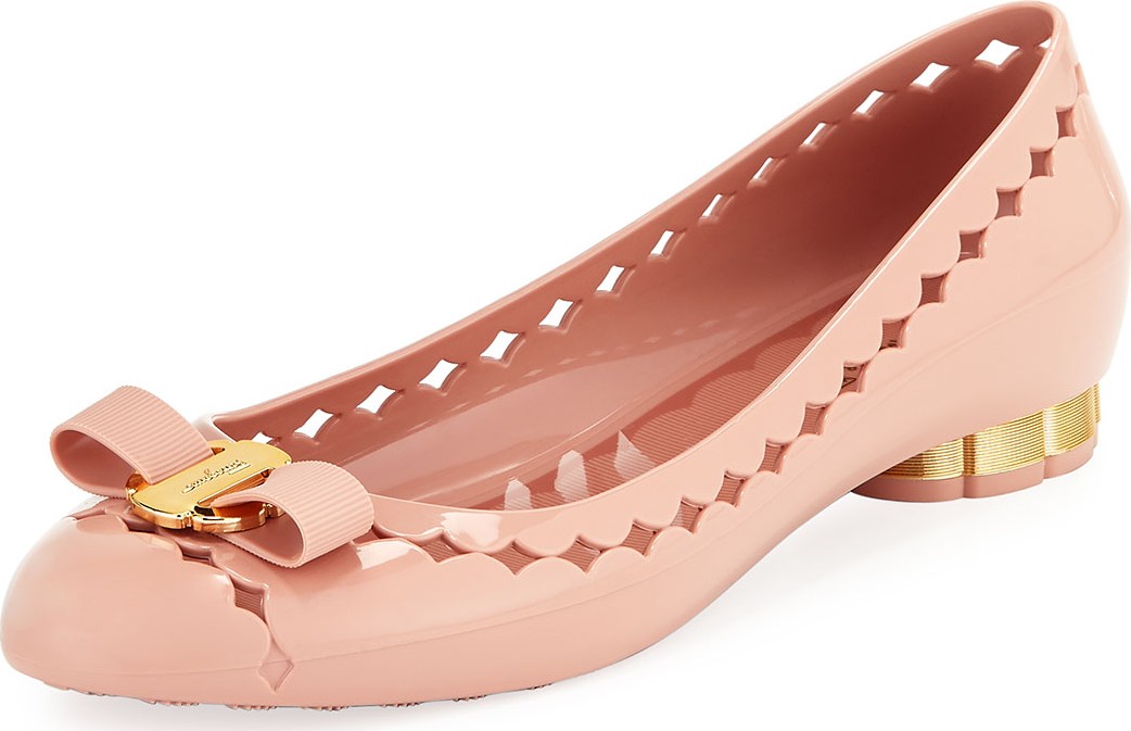 Salvatore Ferragamo Jelly Cutout Vara Bow Flat, Bon Bon
