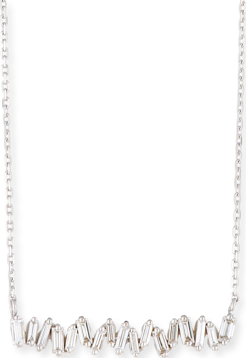 Suzanne Kalan 18K White Gold Diamond Baguette Necklace, 0.30 tdcw