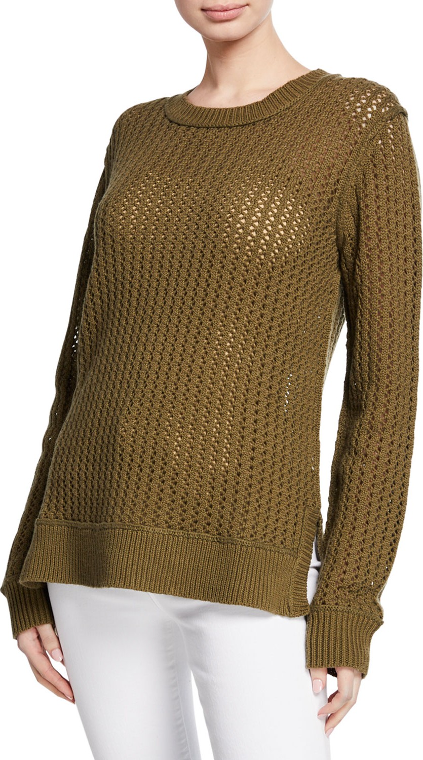 Michael Kors Long-Sleeve Zigzag-Ribbed Sweater Michael Kors Long-Sleeve Zigzag-Ribbed Sweater