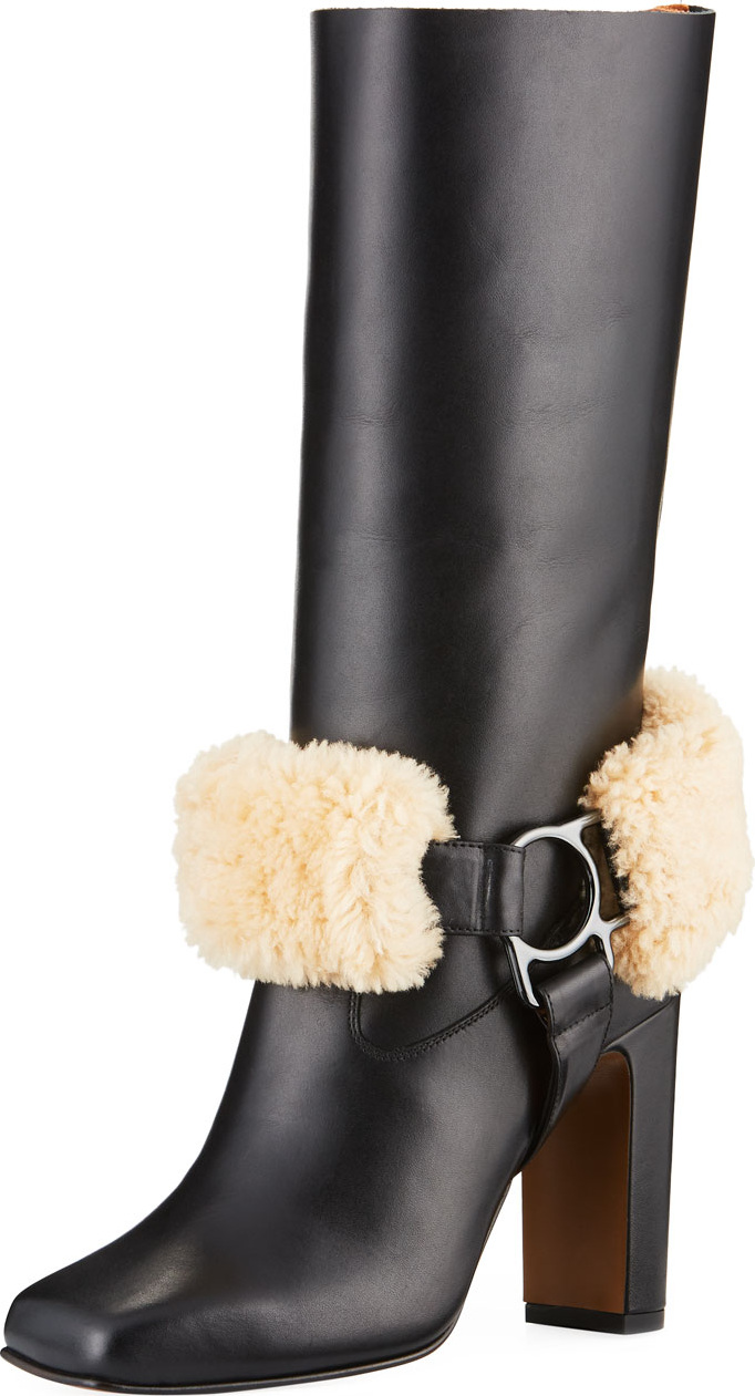 Off White For Riding Leather Harness Boots