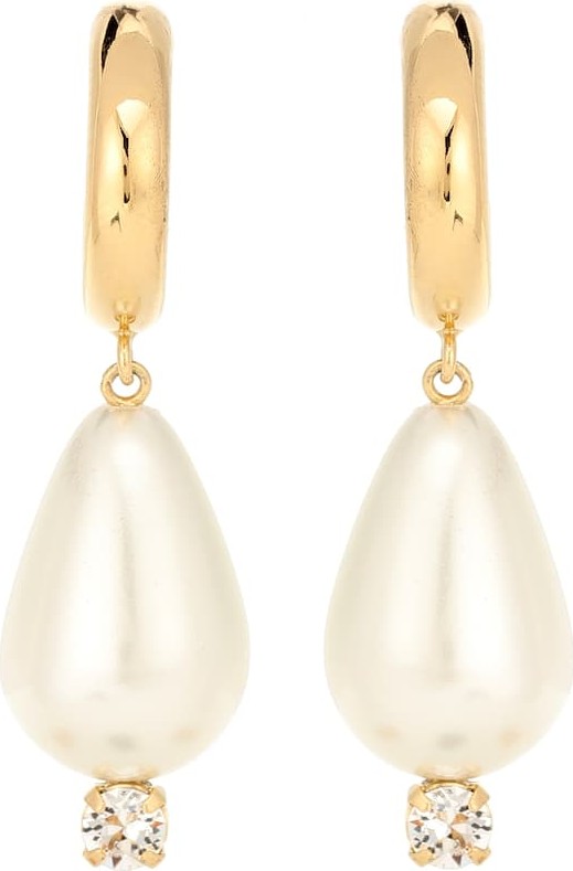 Simone Rocha Faux-pearl drop hoop earrings