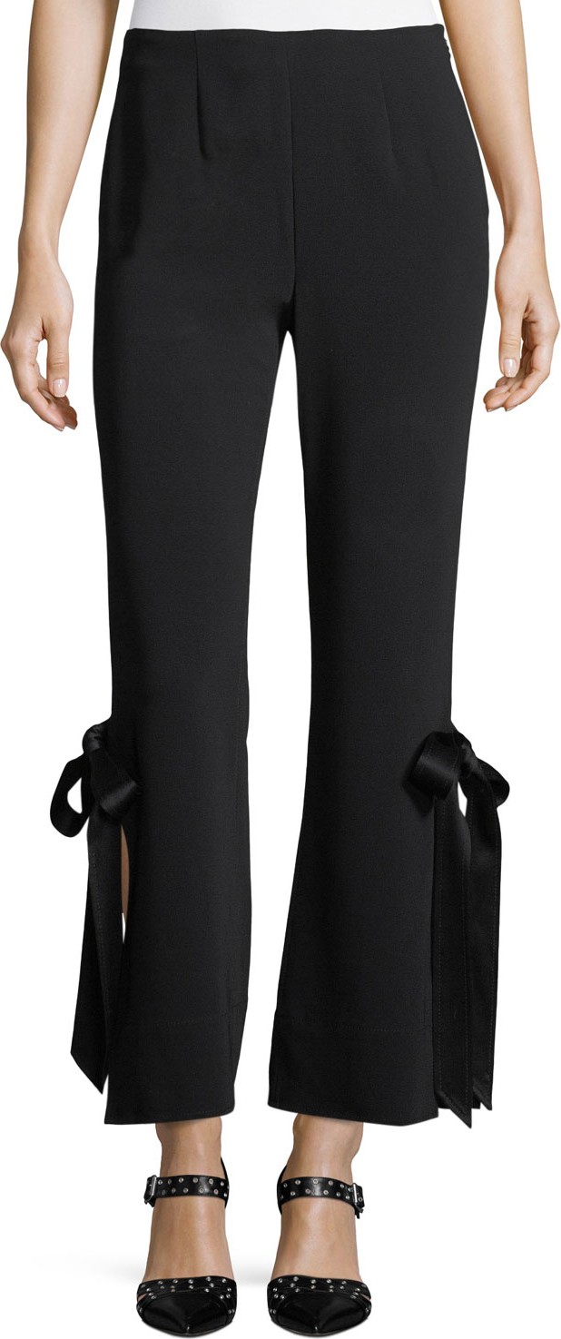 Cinq A Sept Lou Flared Tie-Hem Crepe Pants