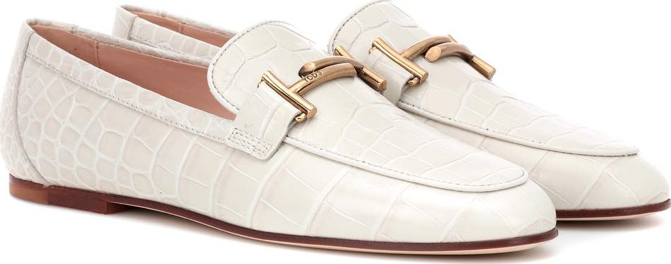 Tod's Double T embossed leather loafers