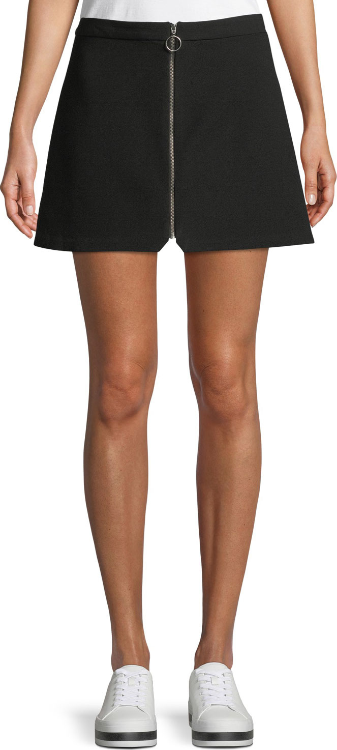 Alice + Olivia Riley Zip-Front A-Line Mini Skirt