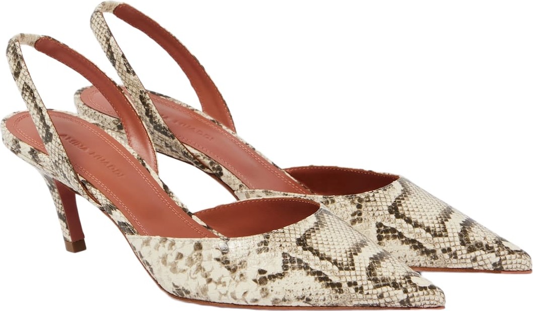 Amina Muaddi - Sofia snake-effect leather slingback pumps
