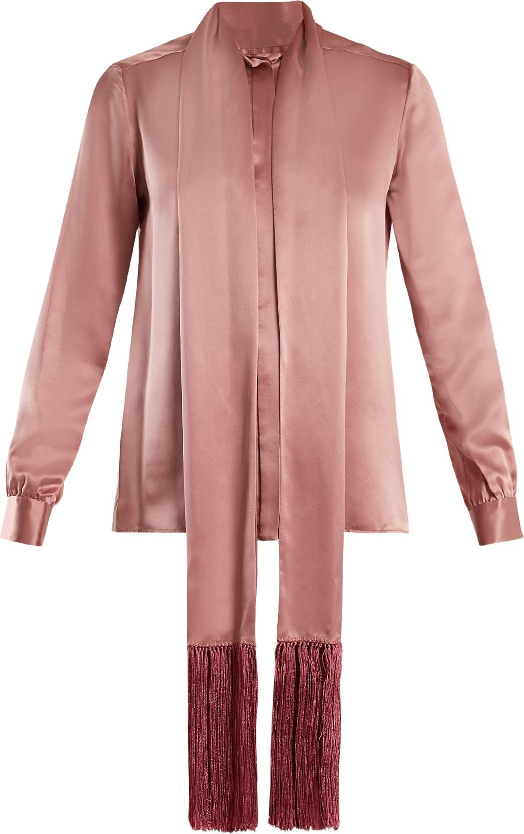 Hillier Bartley Fringe-trimmed silk-satin blouse