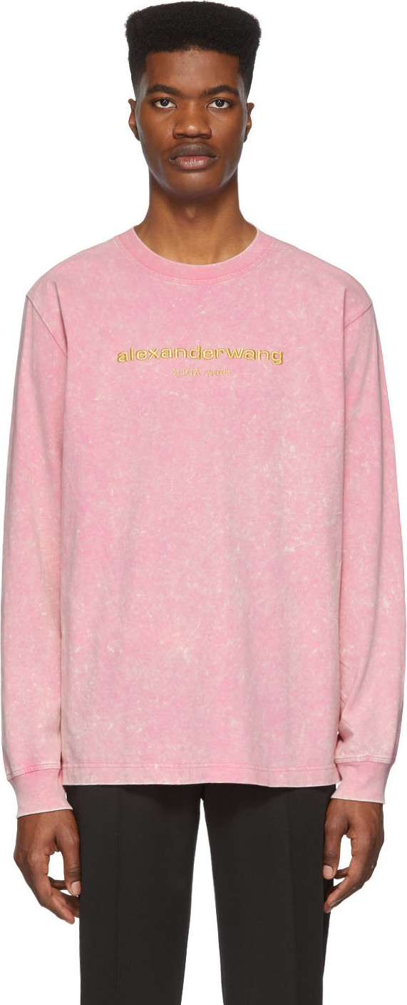 Alexander Wang Pink Gold Logo Long Sleeve T-Shirt