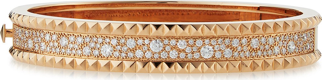 Roberto Coin ROBERTO COIN ROCK & DIAMONDS Slim 18K Rose Gold Bangle, 1.49 tdcw