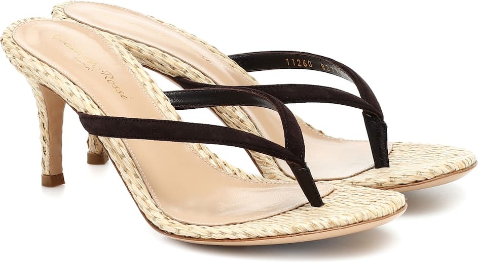 Gianvito Rossi Exclusive to Mytheresa – Black Calypso 70 raffia sandals