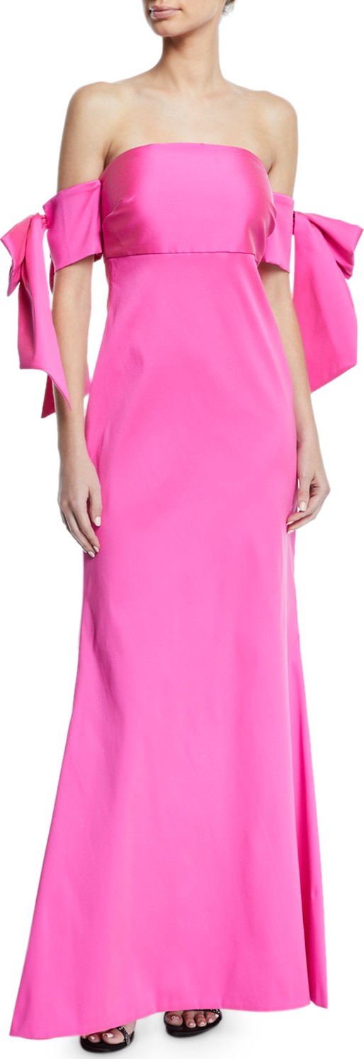 Sachin & Babi Christiane Strapless Bow & Ruffle Gown