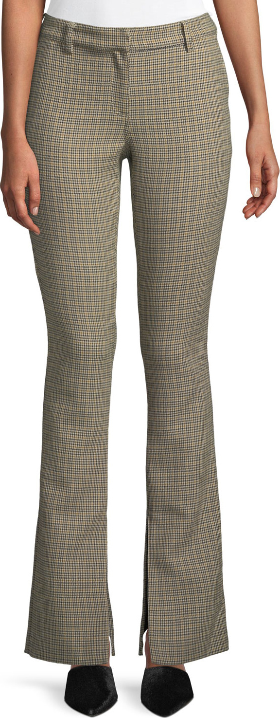 A.L.C. Javier Split Flare-Leg Houndstooth Pants