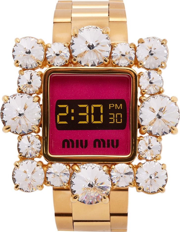 Miu Miu Crystal-embellished watch bracelet