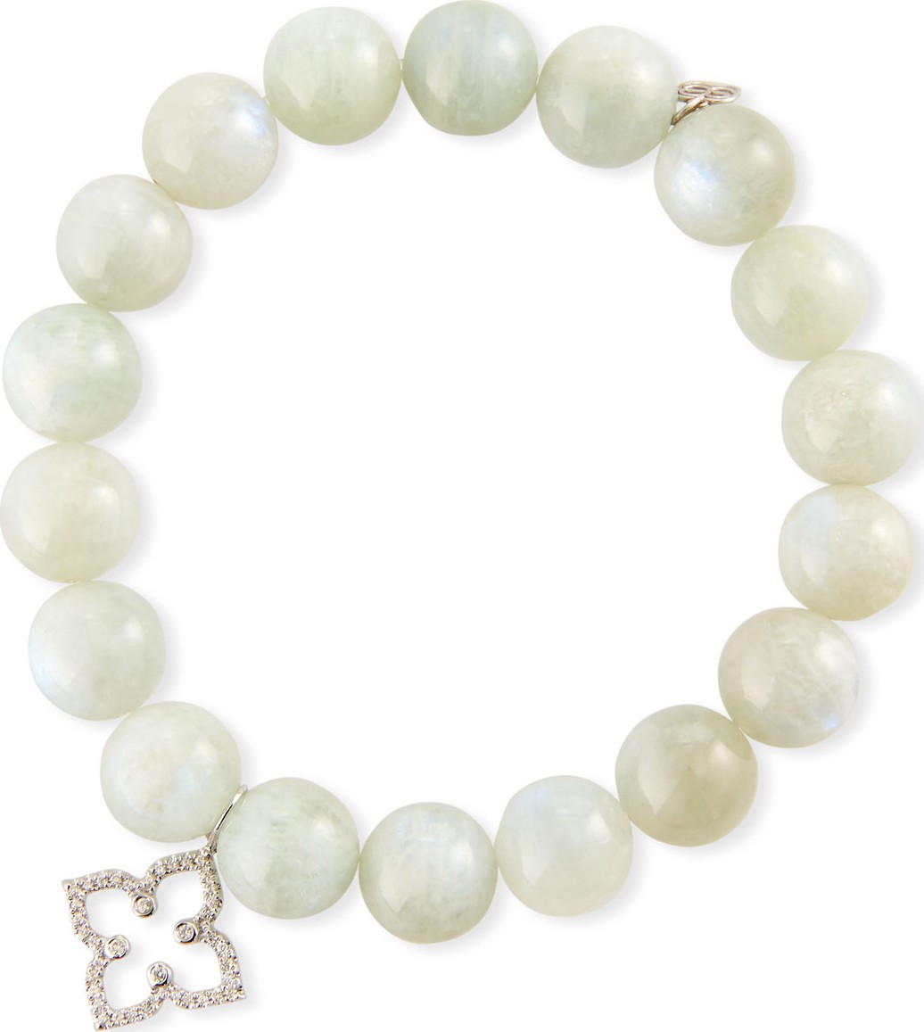 Sydney Evan 14k Diamond Moroccan Flower & Moonstone Bracelet