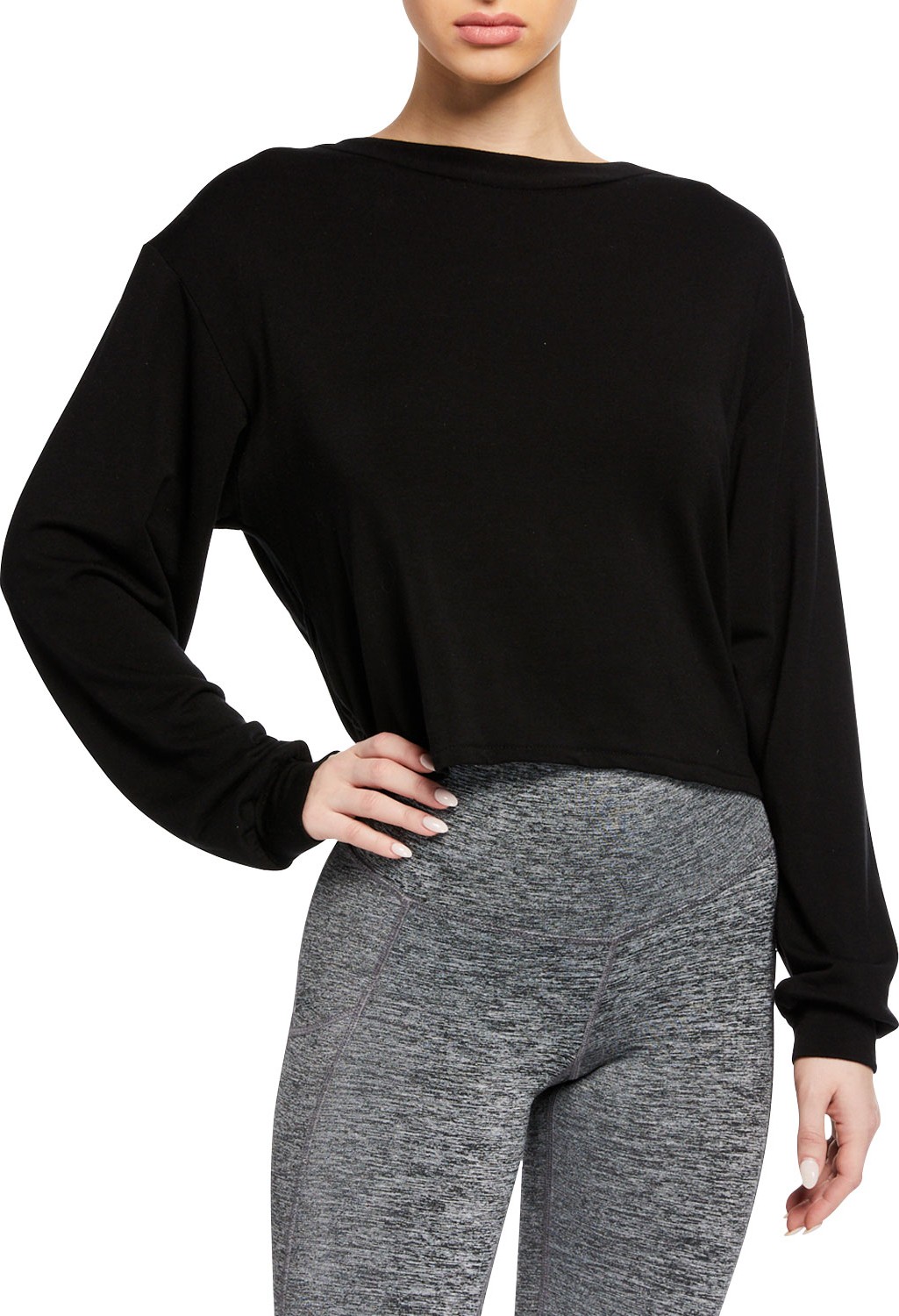 MICHI Breeze Cropped Open-Back Sweatshirt