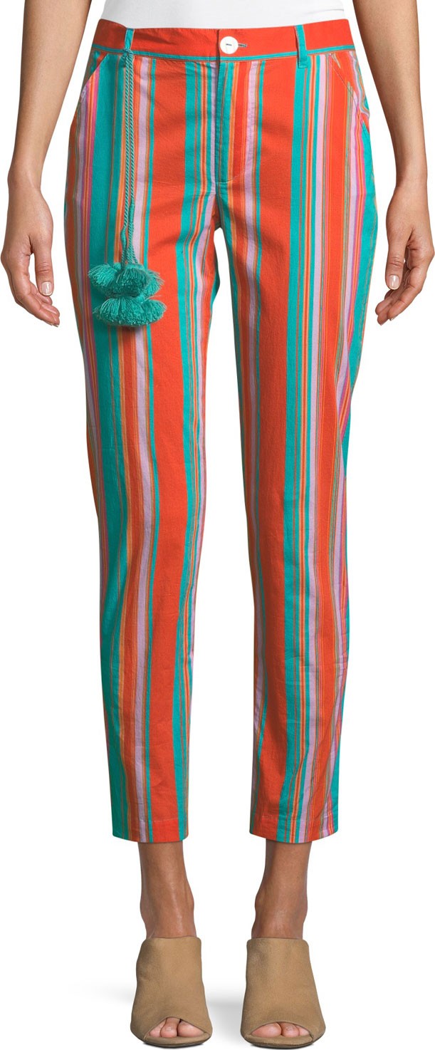 FIGUE Zuri Straight-Leg Striped Crop Cotton Pants