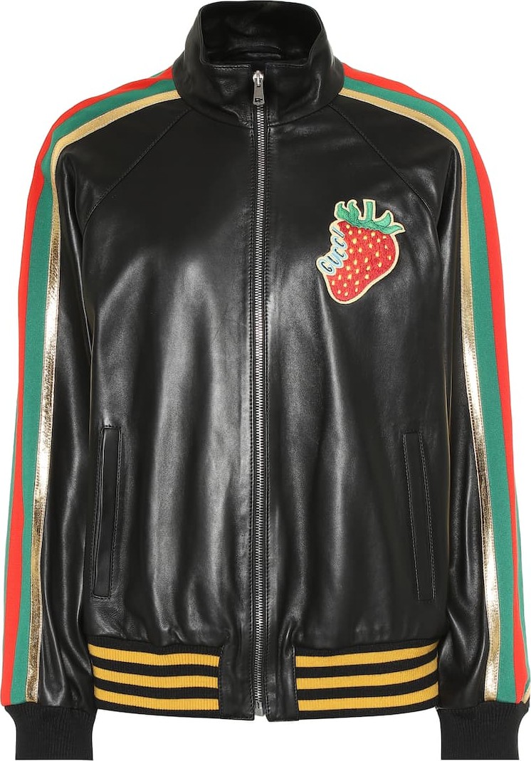 Gucci Appliquéd leather bomber jacket
