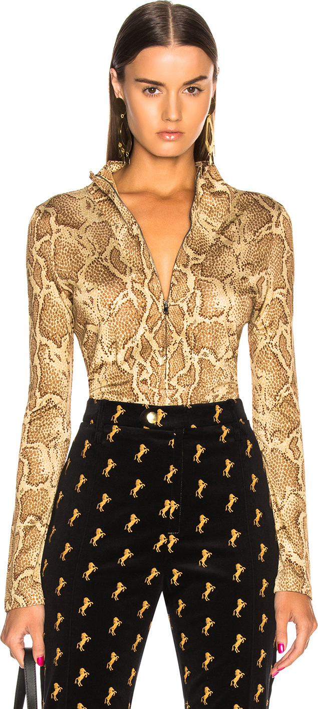 Chloe Snakeskin Quarter Zip Jersey Top