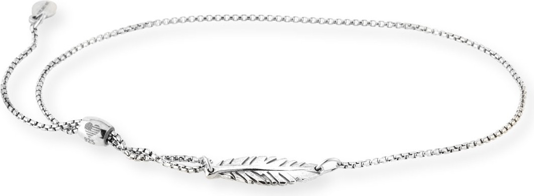 Alex and Ani Feather Pull-Chain Bracelet, Silver