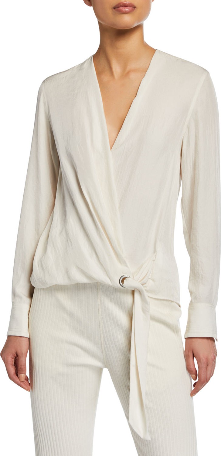 Rag & Bone Felix Tie-Front Popover Blouse Rag & Bone Felix Tie-Front Popover Blouse