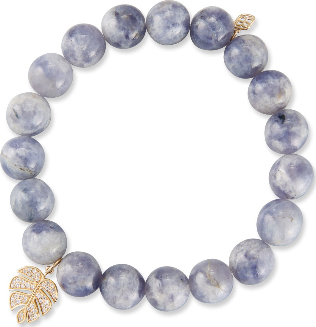 Sydney Evan 14k Round Iolite Bracelet w/ Monstera Leaf