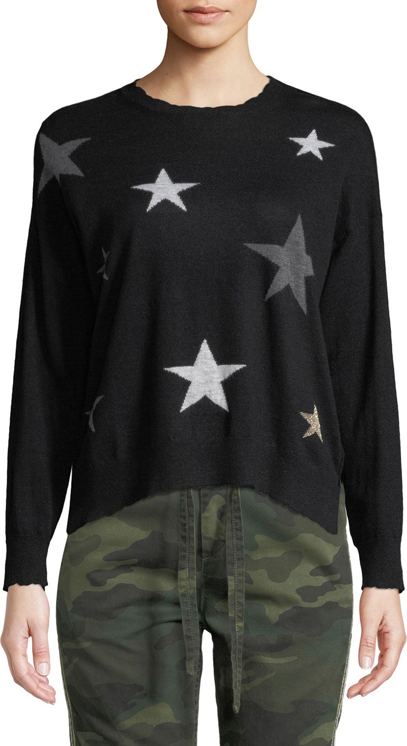 SUNDRY Stars Crewneck Wool-Cashmere Pullover Sweater