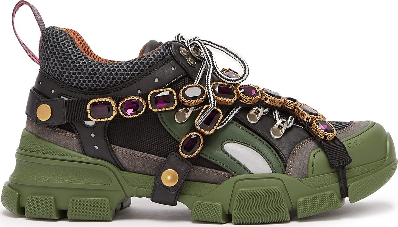 Gucci Flashtrek crystal-embellished low-top trainers
