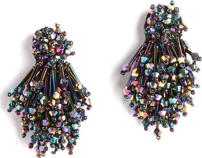 Mignonne Gavigan New York Burst Beaded Statement Earrings, Oil Slick
