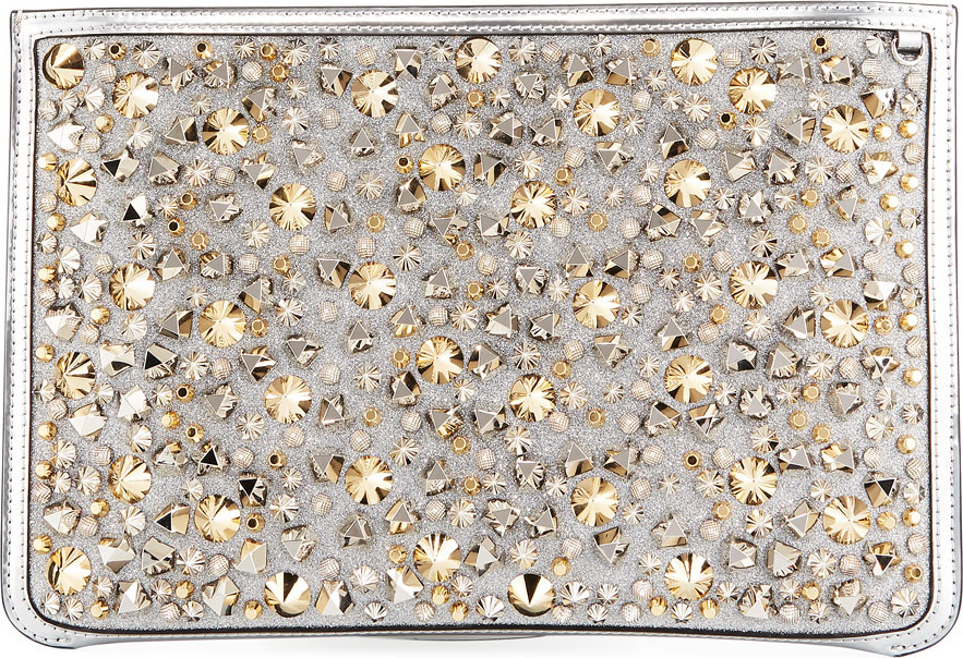 Christian Louboutin Loubiclutch Glitter Spikes Clutch Bag