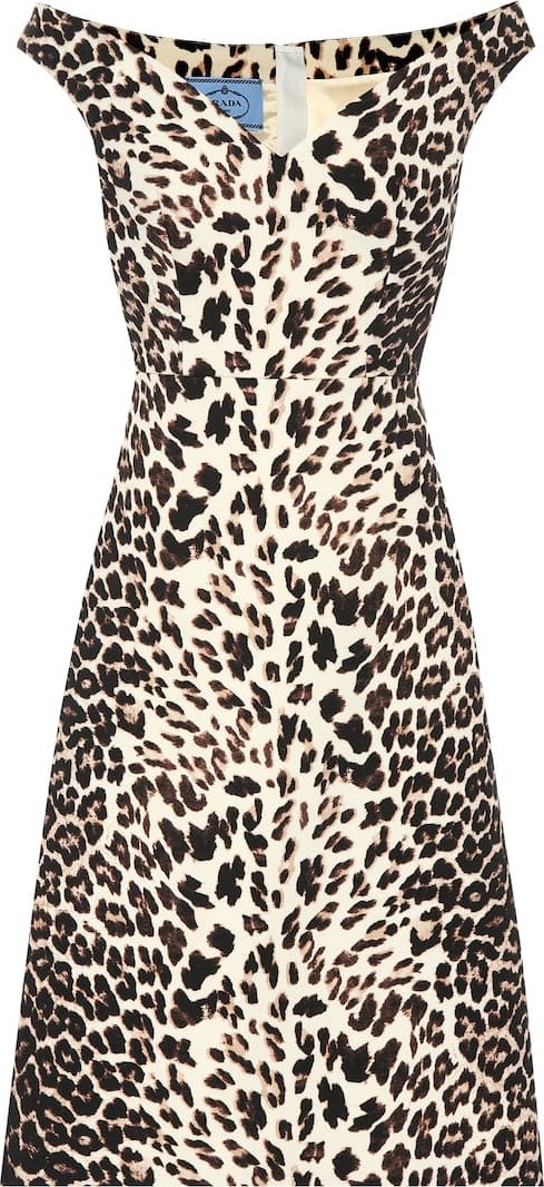 Prada Leopard-print wool midi dress