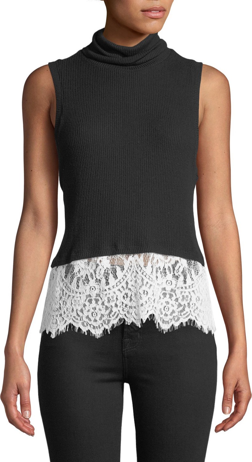 Generation Love Delavigne Lace-Up Sleeveless Turtleneck Top