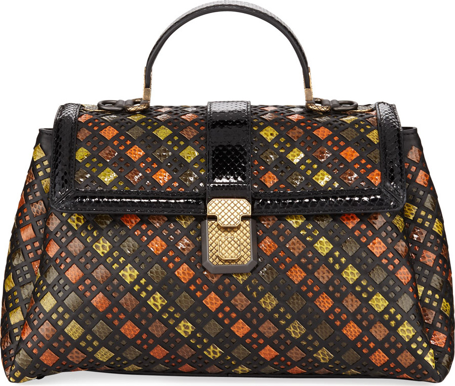 Bottega Veneta Stained Glass Piazza Medium Intrecciato Top-Handle Bag