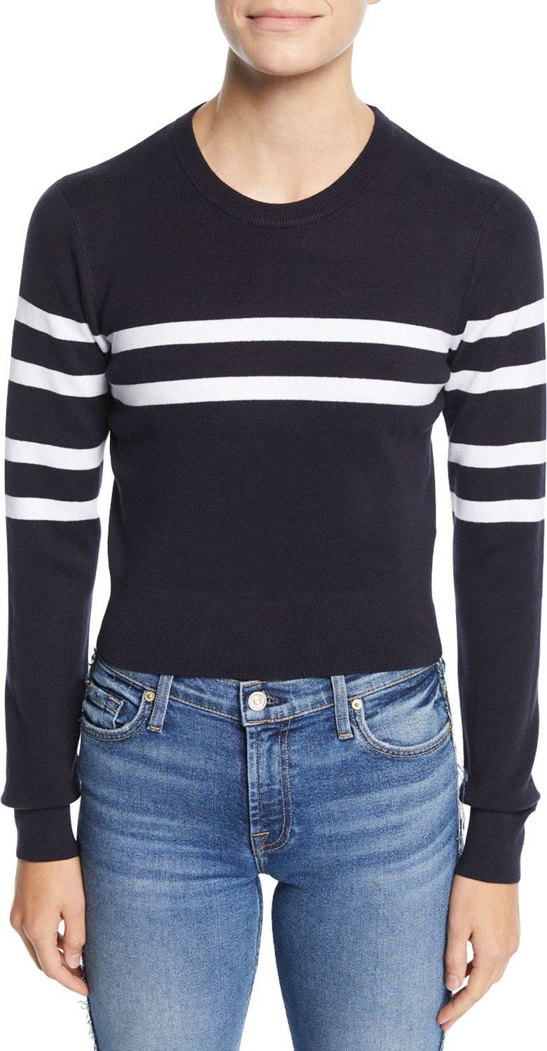 The Upside Nala Striped Cutout-Back Cropped Sweater