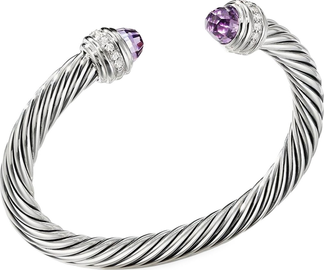 David Yurman Cable Bracelet w/ Diamonds & Amethyst