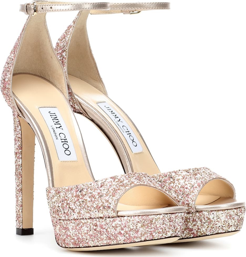 Jimmy Choo Pattie 130 glitter plateau sandals