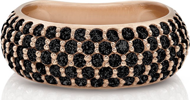 Dominique Cohen 18k Rose Gold Black Diamond Ring, Size 7
