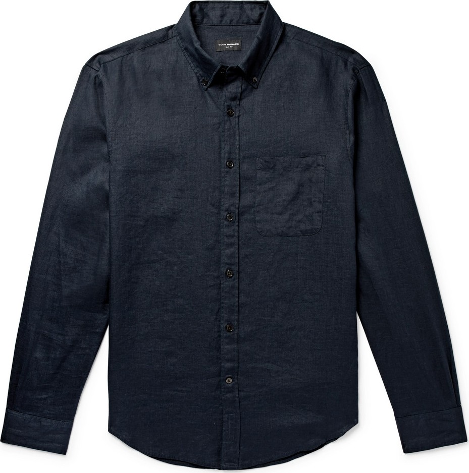 Club Monaco Slim-Fit Button-Down Collar Slub Linen Shirt