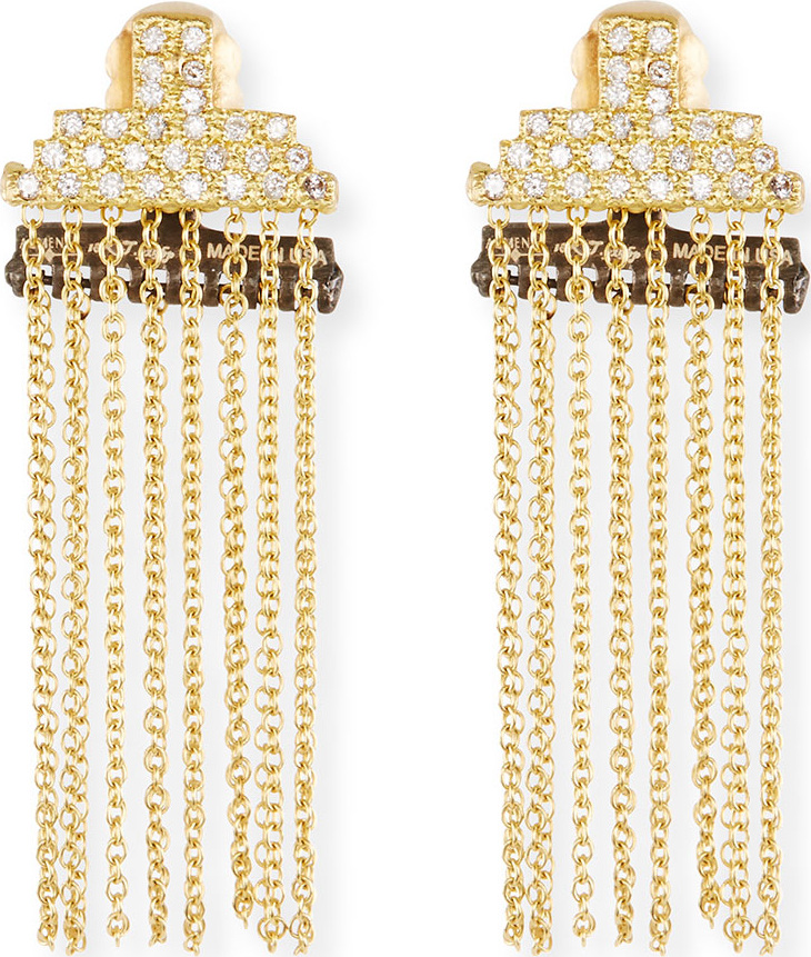 Armenta Old World Petite Stacked Bar Chain Earrings w/ Diamond Pave